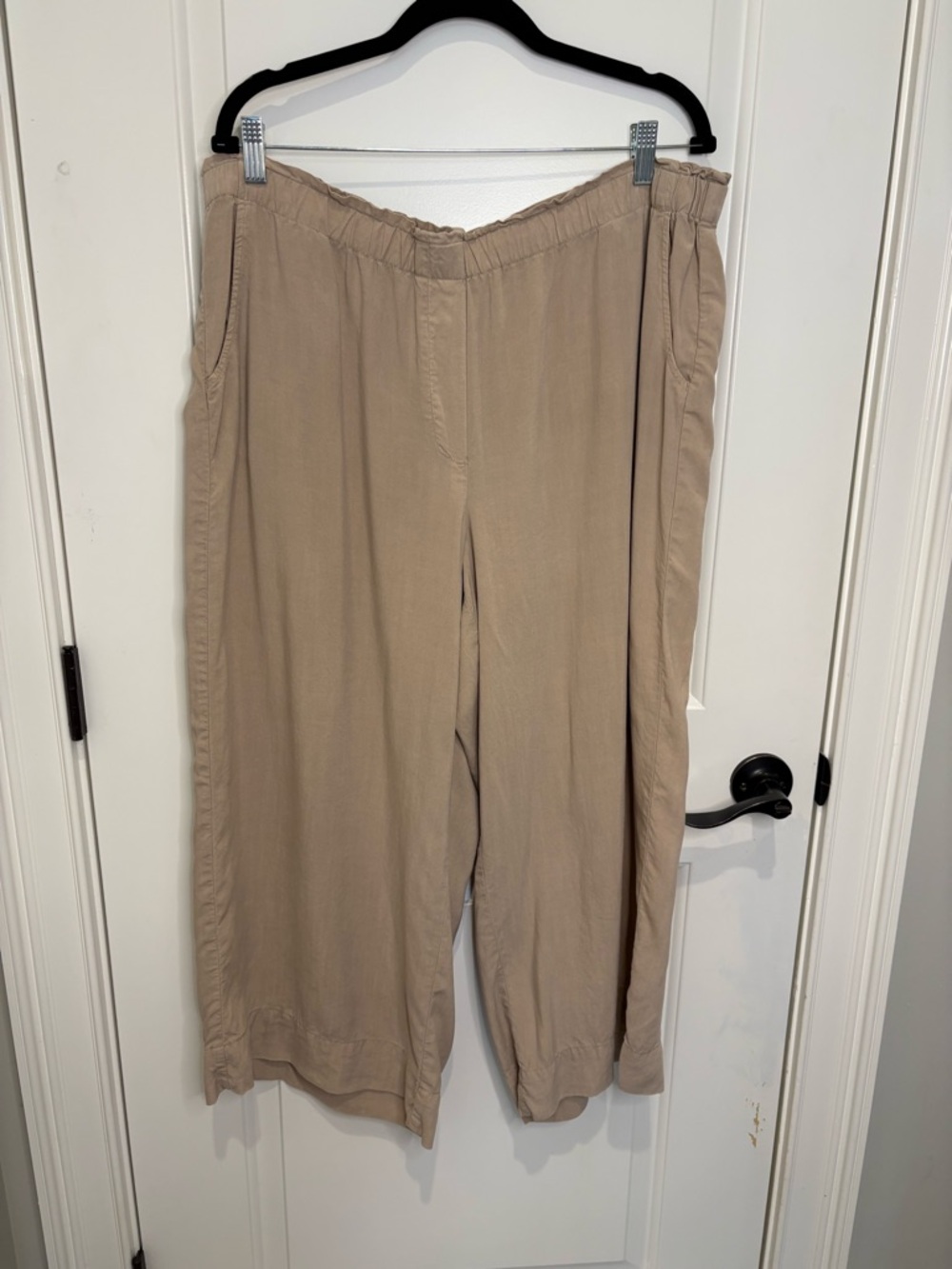 J. Jill Pure Jill Relaxed Elastic-Waist Wide Leg Pants - Tan